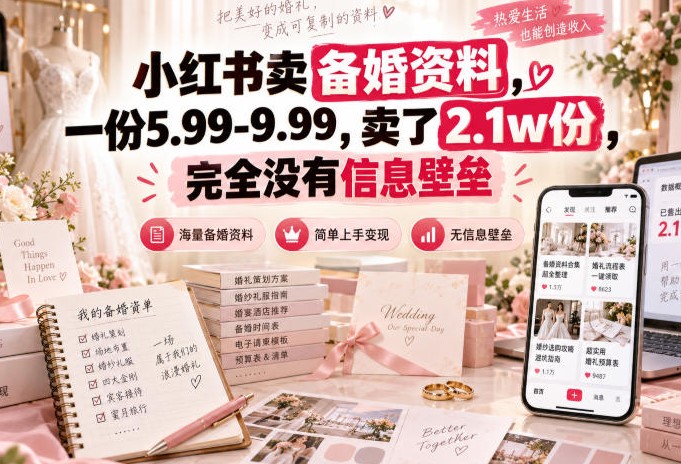 普通人零门槛入局的小红书虚拟资料轻创业方法！